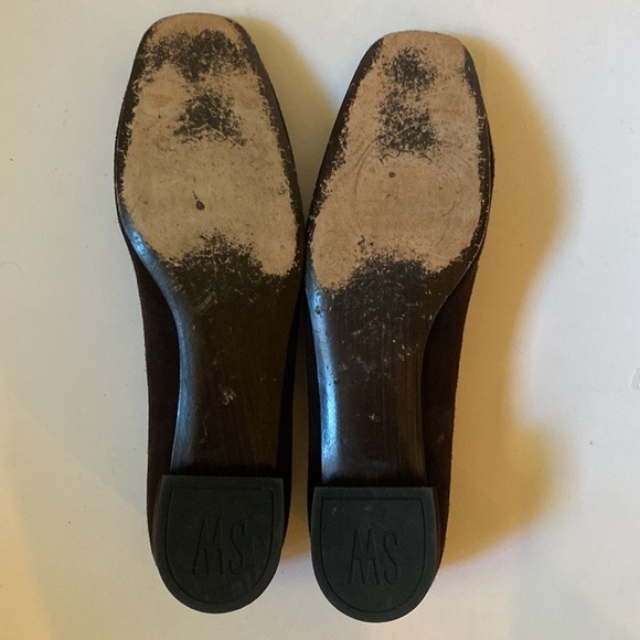 Stuart Weitzman Brown Suede Flats with Silver Metal Buckle Trim, Size 8 #281 - Picture 12 of 13